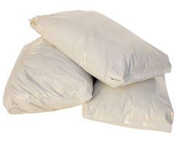 Three high quality silica quartz sand bags on display